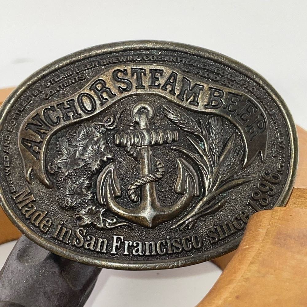 Anchor Steam Beer Belt Buckle San Francisco Bergamot Brass Works 1975 Vtg USA 